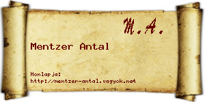 Mentzer Antal névjegykártya